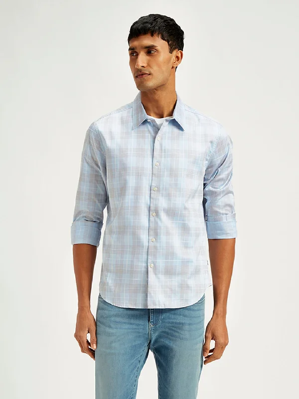 Men's Checkered Spread Collar Shirt